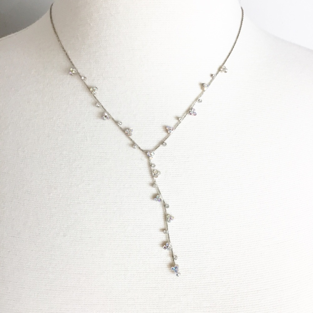 Silver Crystal Floral Necklace